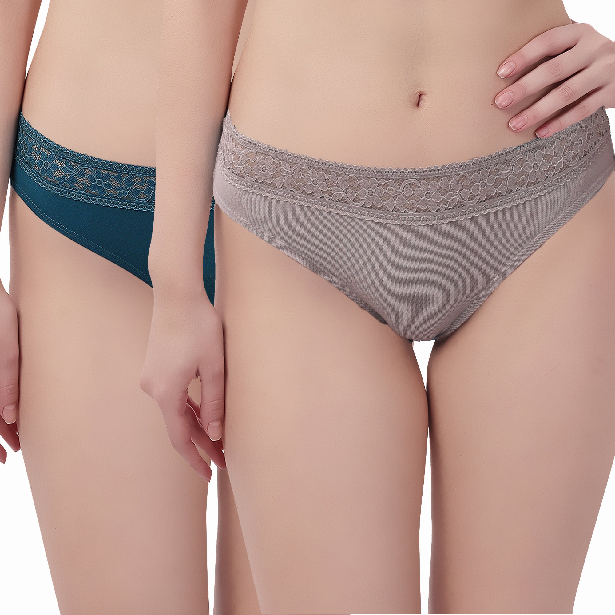 Mid Rise Full Coverage Super Soft Micro Modal Lace Detailed Brief (Pack of 2) 2BF-26