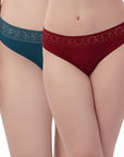 Mid Rise Full Coverage Super Soft Micro Modal Lace Detailed Brief (Pack of 2) 2BF-26