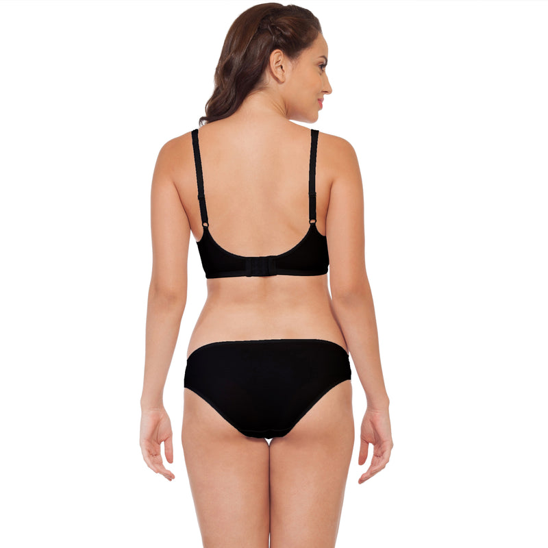 Medium Coverage Seamless Non-Wired Mesh Straps Bra with Bikini Style Panty- SET 315-1315