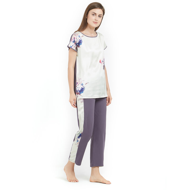 Soft Cotton Top & Pyjama Set with a gorgeous pastel print- NT-103