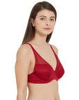 Medium Coverage Non Padded Wired Lace Plunge Neck Bra-FB-544