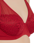 Medium Coverage Non Padded Wired Lace Plunge Neck Bra-FB-544