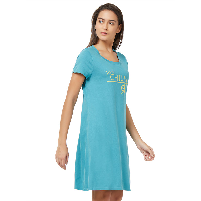 Half Sleeve Printed Sleepshirt-NT-98-Brittney-Blue-7
