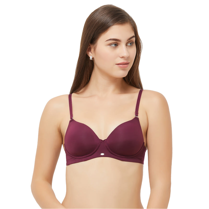Semi/Medium Coverage Padded Non-Wired T-shirt Bra with Detachable Straps-CB-125