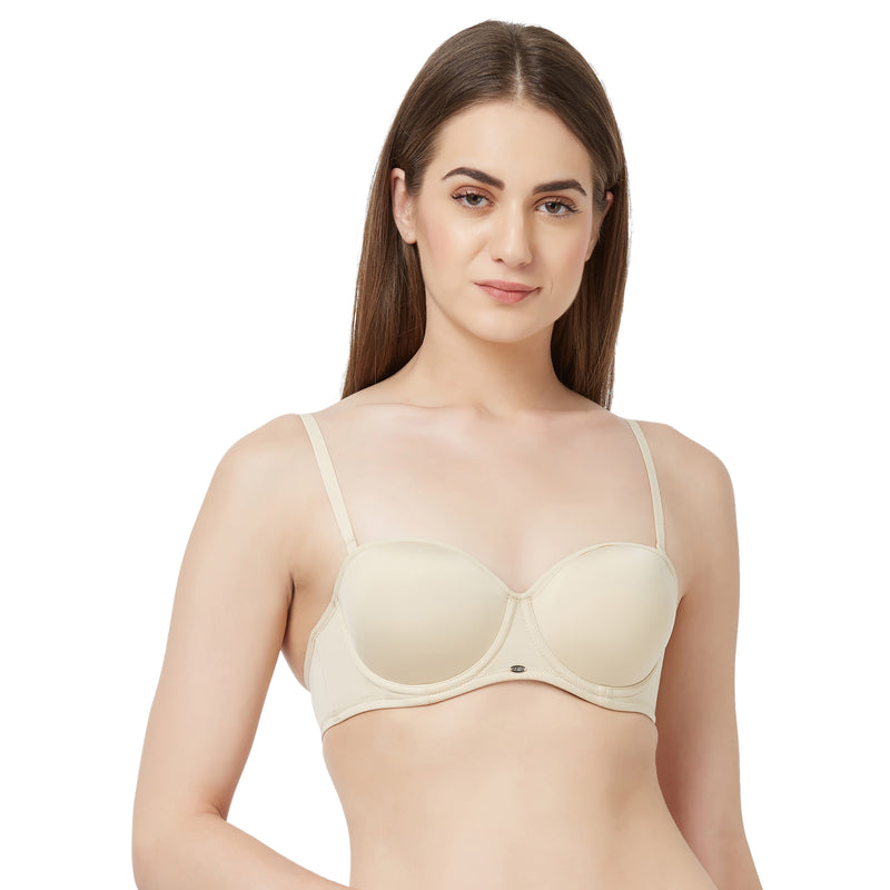 Medium Coverage Padded Wired Multiway Strapless Bra with Detachable St –  SOIE Woman