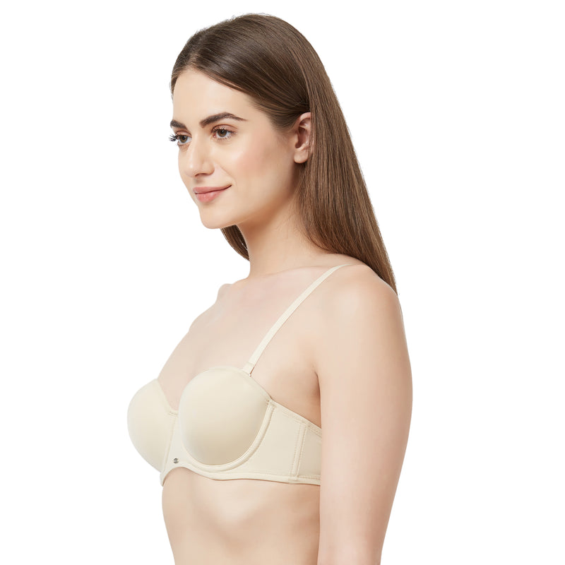 Medium Coverage Padded Wired Multiway Strapless Bra with Detachable St – SOIE  Woman