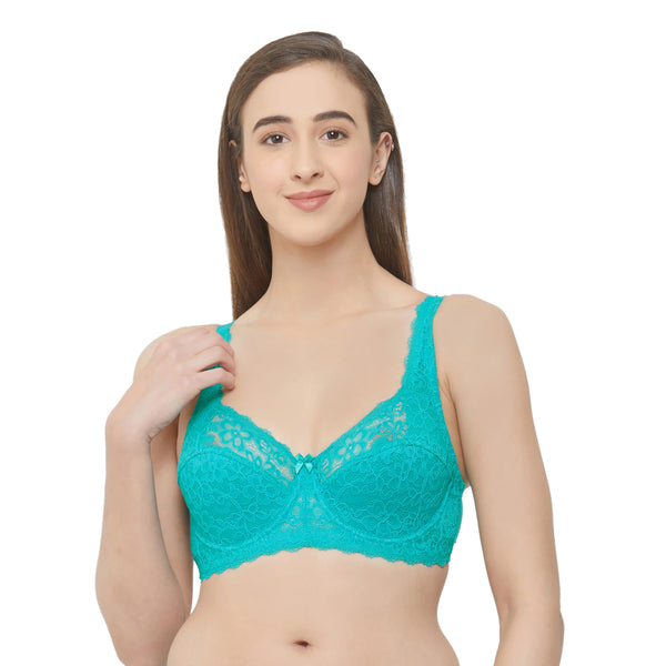 Buy SOIE Full Coverage Padded Wired T-shirt Bra with Mesh Detailing-Teal-34C  Online at Best Prices in India - JioMart.