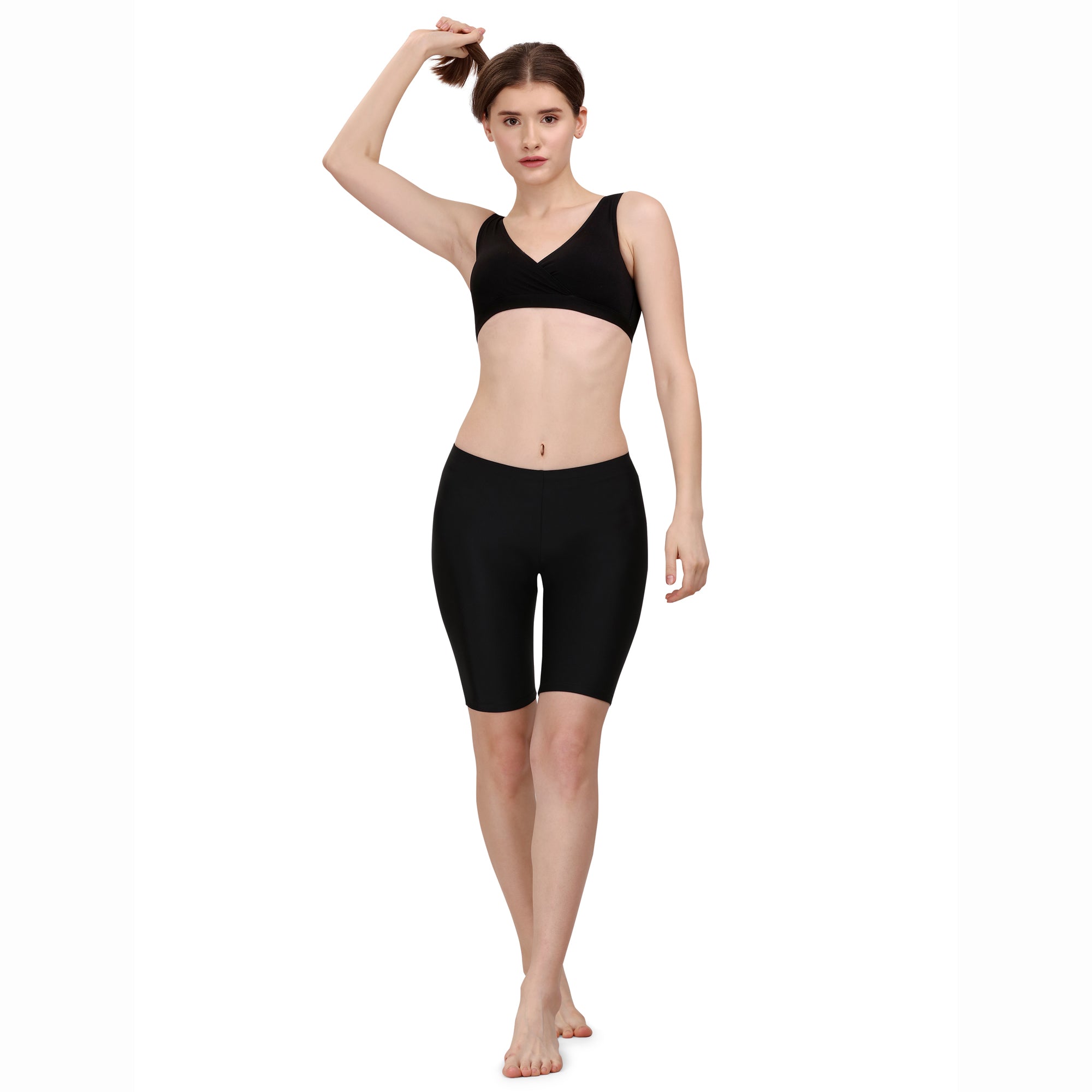 Mid Rise Soft Polyamide Spandex Knee Length Swim Shorts - CS-6