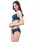 Semi/ Medium Coverage Wired Demi Cup Lace Bra with Brief- SET FB- 546-1544