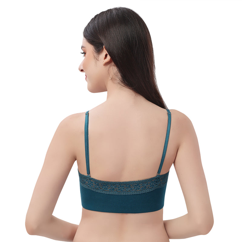 Non-Wired Micro Modal Stretch Lacy Bandeau Bra with Removable Pads and –  SOIE Woman