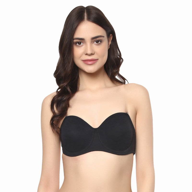 Buy SOIE Padded Underwired Multiway Balconette Bra with additonal  Transparent Straps-Black-36B Online at Best Prices in India - JioMart.
