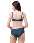 Semi/ Medium Coverage Wired Demi Cup Lace Bra with Brief- SET FB- 546-1544