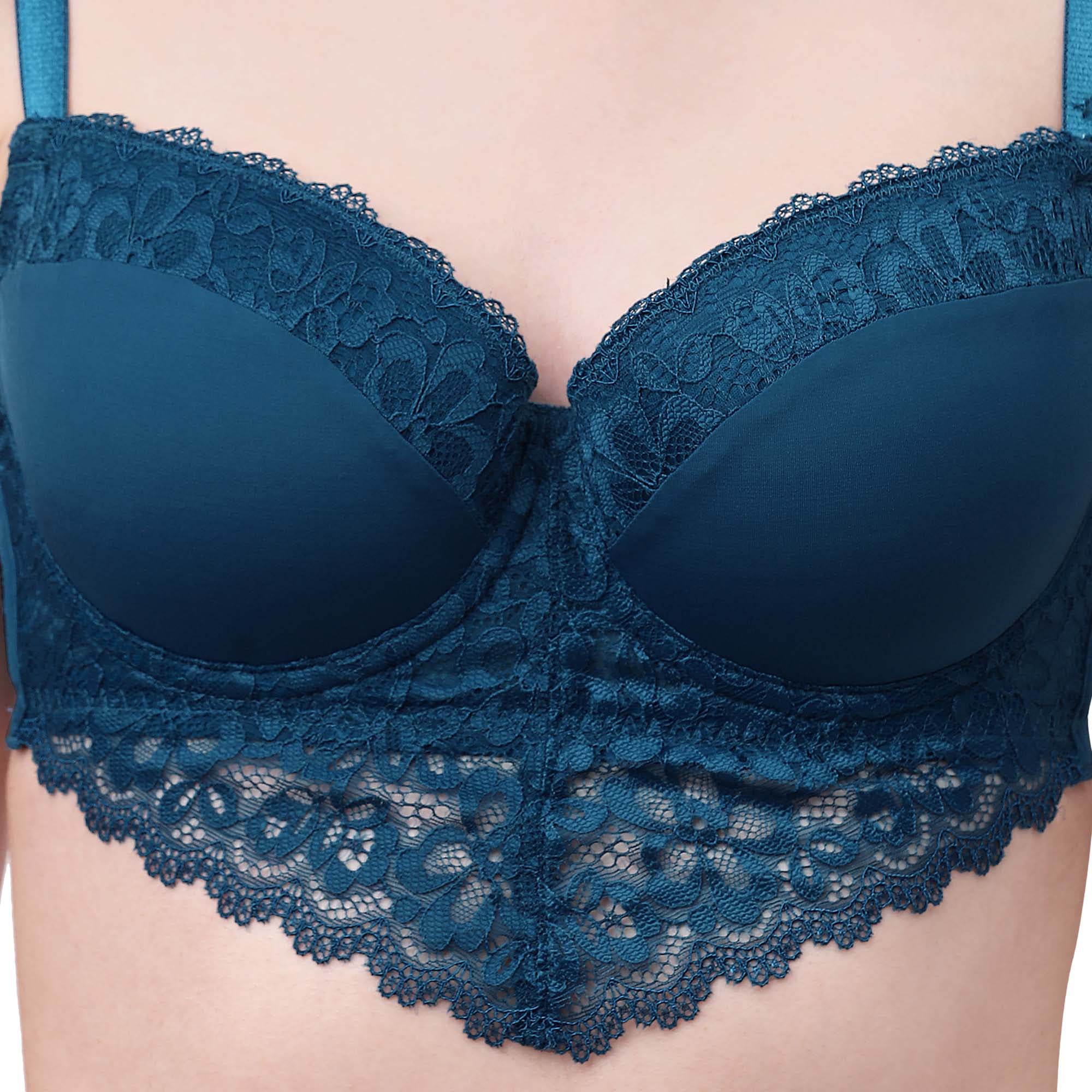 Semi/ Medium Coverage Wired Demi Cup Lace Bra with Brief- SET FB- 546-1544