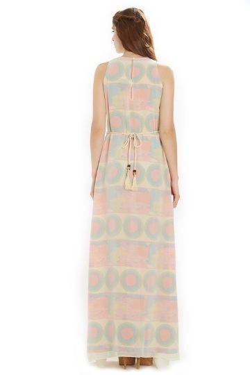 Soie Women's Print And Solid Fabric Maxi Dress
