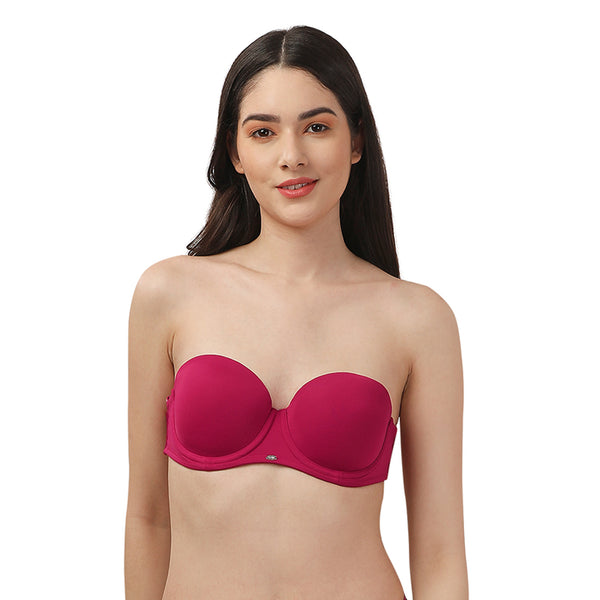 Buy Padded Underwired Multiway Strapless Bra in Pink - Lace Online