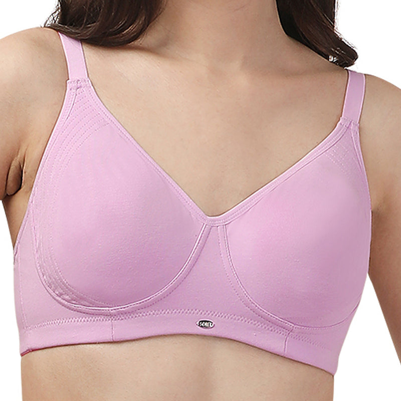 TRYLO Women's Cotton Non-Wired Regular Bra (Pink, 38