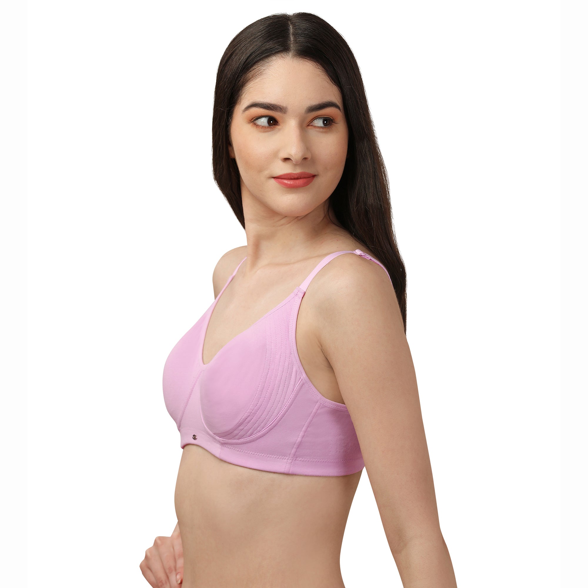 Non Padded Non Wired Full Coverage Cotton Spandex Encircled T-shirt Bra CB-339